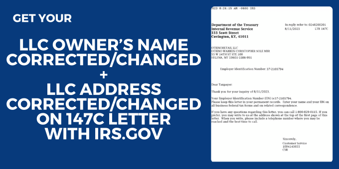 Gig Preview - Change correct llc owner name and address on 147c letter