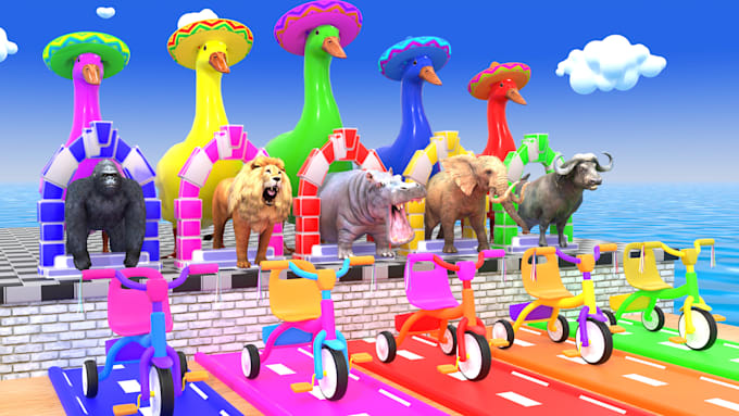 Gig Preview - Create 3d crossing fountain cartoon for kids paint animals games