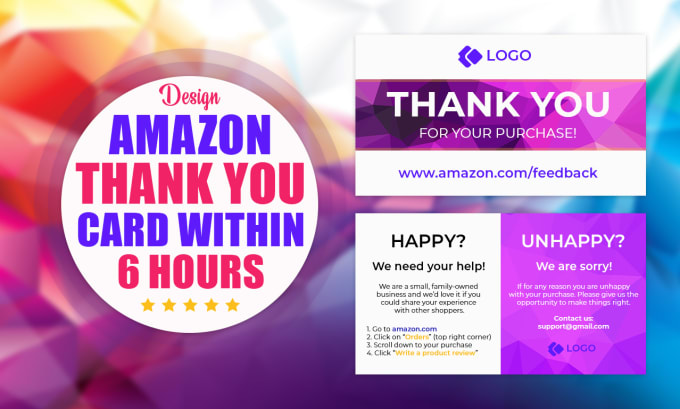 Gig Preview - Design amazon thank you card within 6 hours