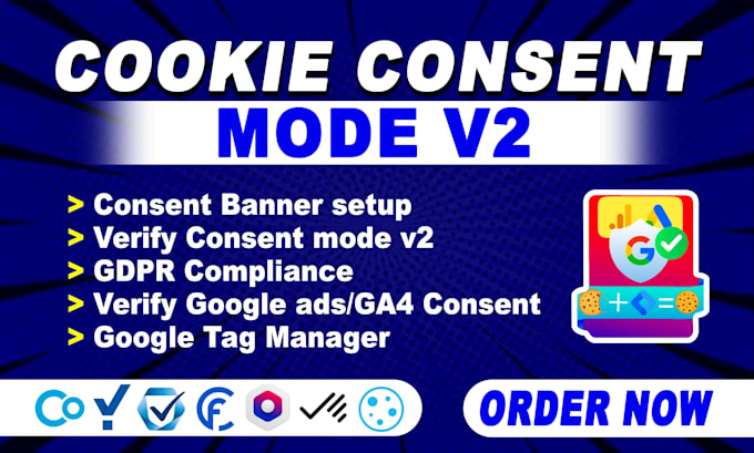 Gig Preview - Setup cookie consent banner to enable google consent mode v2, gdpr, ccpa via gtm