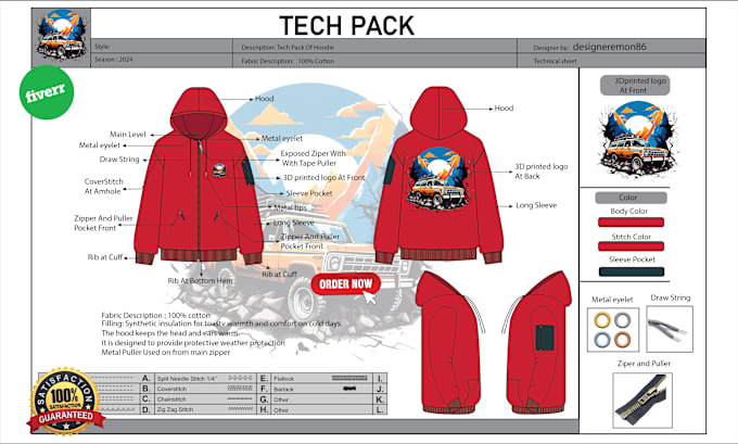 Gig Preview - Design fashion clothing tech pack and garments technical cad