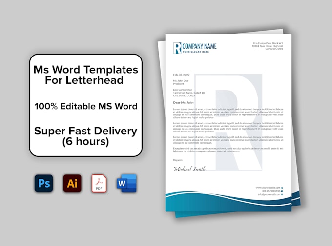 Gig Preview - Design editable letterhead templates with ms word in 6 hours