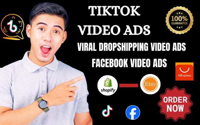 Gig Preview - Do tik tok ads facebook ads video editing promotional dropshipping video ads