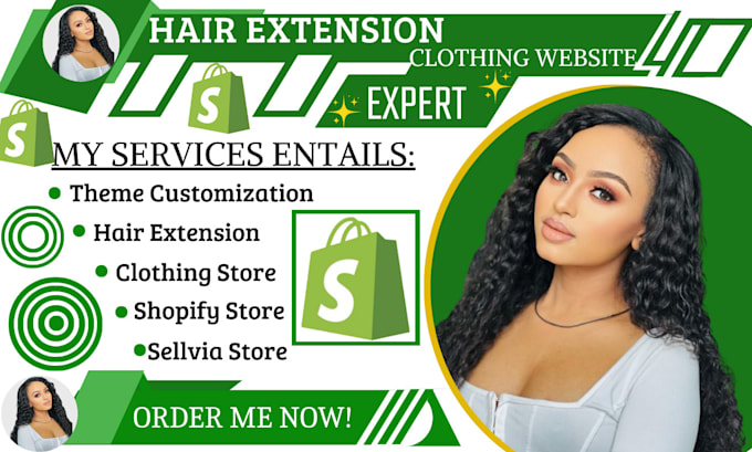 Gig Preview - Shopify hair extension store, sellvia store, shopify clothing website design