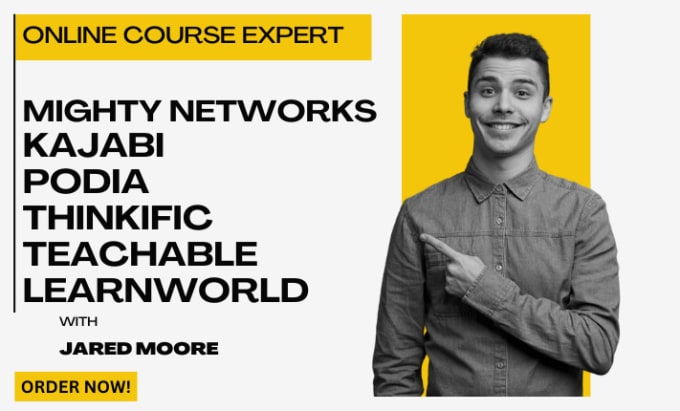 Gig Preview - Setup mighty network online course website teachable podia thinkific kajabi