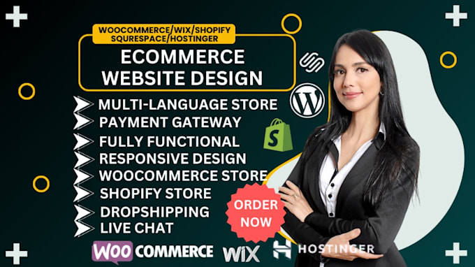 Gig Preview - Design redesign webshop hostinger woocommerce shop wix shopify ecommerce website