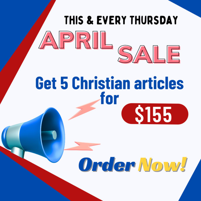 Gig Preview - Write five SEO christian articles for 155 dollars