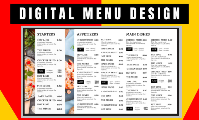 Gig Preview - Design editable digital restaurant and food menu or price list