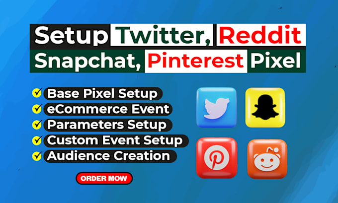 Gig Preview - Setup pinterest pixel conversion api fix snapchat tiktok twitter reddit pixel