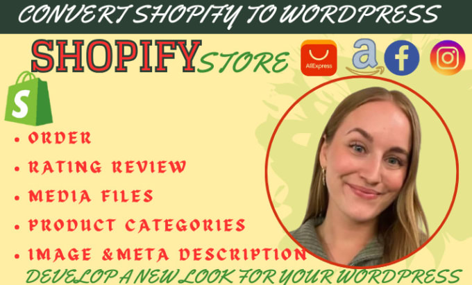 Gig Preview - Migrate shopify store to woocommerce store,wordpress to shopify