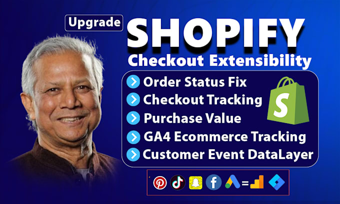 Gig Preview - Setup upgrade shopify plus checkout extensibility, ecommerce tracking by gtm