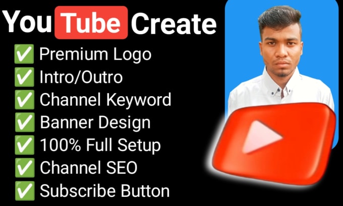 Gig Preview - Youtube channel create setup with intro outro,logo,art SEO