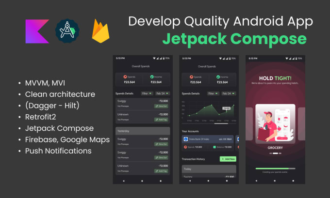 Gig Preview - Develop quality android app using kotlin jetpack compose