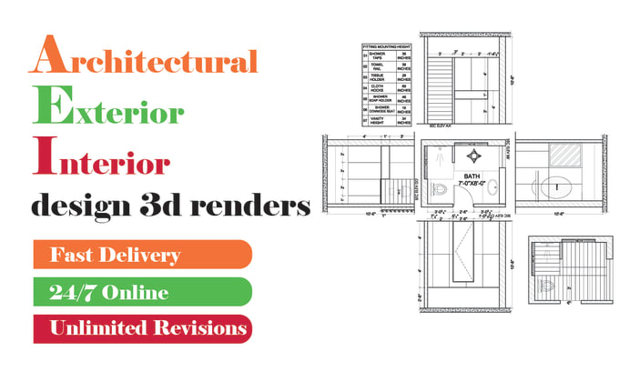 Gig Preview - Do architectural exterior interior design 2d 3d renders