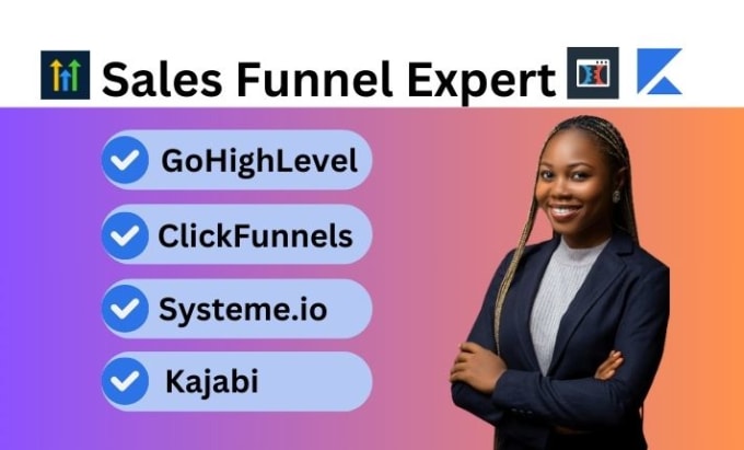 Gig Preview - Build clickfunnels, gohighlevel sales funnel, landing page, website, automation