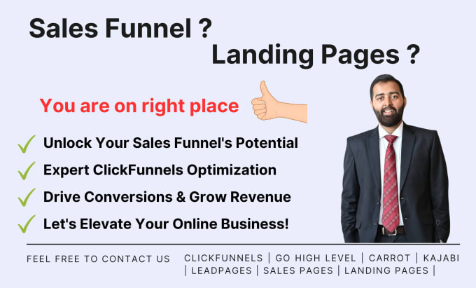 Gig Preview - Be your clickfunnels, gohighlevel, kajabi, carrot, leadpages, sale funnel expert