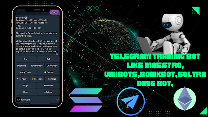 Gig Preview - Build telegram crypto bot like maestro, unibots, bonkbot, soltrading  bot