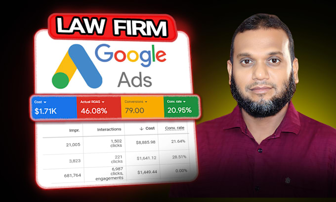 Gig Preview - Do USA law firms or lawyer ppc campaign, google search ads