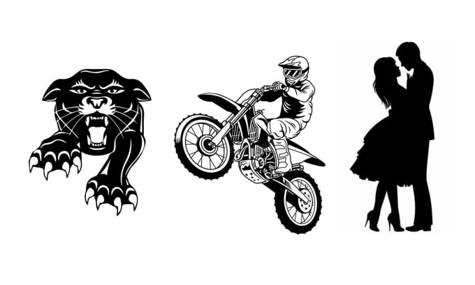 Gig Preview - Do black and white vector portrait, silhouette, stencil art