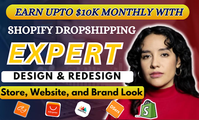 Gig Preview - Design a professional shopify dropshipping store and shopify website