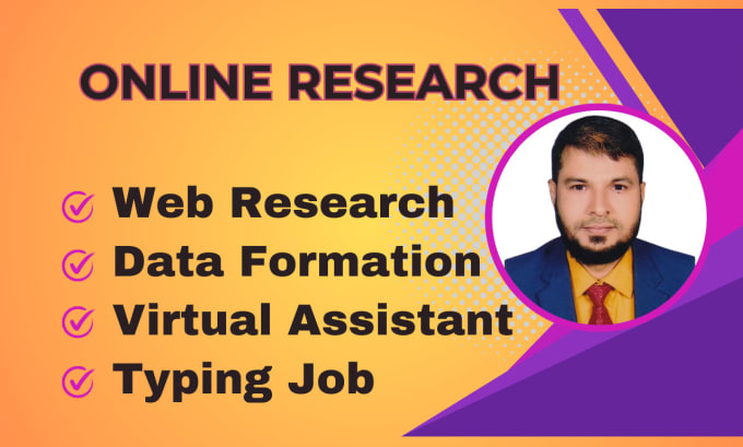 Gig Preview - Be personal virtual assistant for online research, fast typing and web research