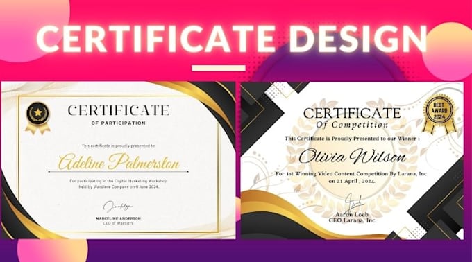 Gig Preview - Do express custom certificate design, diploma and award certificates