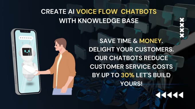 Gig Preview - Create an ai chatbot for your business using voiceflow and openai