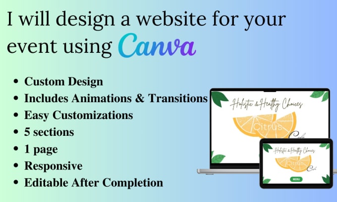 Gig Preview - Design weddings and special events webpage on canva