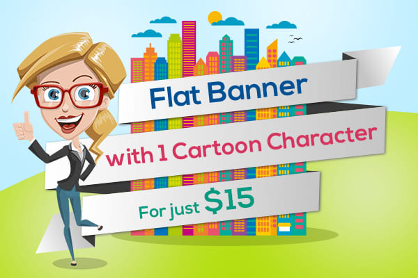 Gig Preview - Design a flat banner with a cartoon character