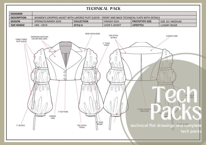 Gig Preview - Create fashion technical flat drawings and tech packs