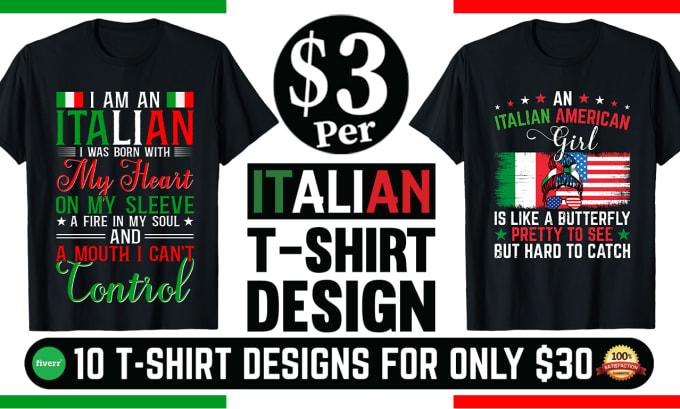 Gig Preview - Do custom italian t shirt design or italy flag tshirt designs