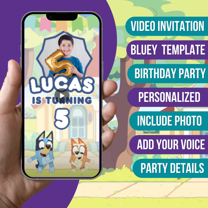 Gig Preview - Bluey birthday invitation video, birthday party invitation