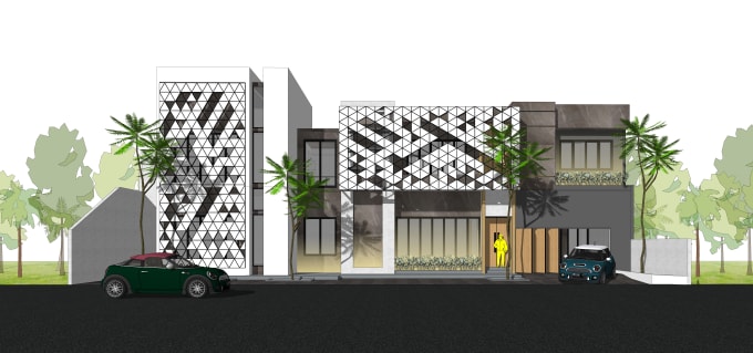 Gig Preview - Create a schematic design for a modern facade