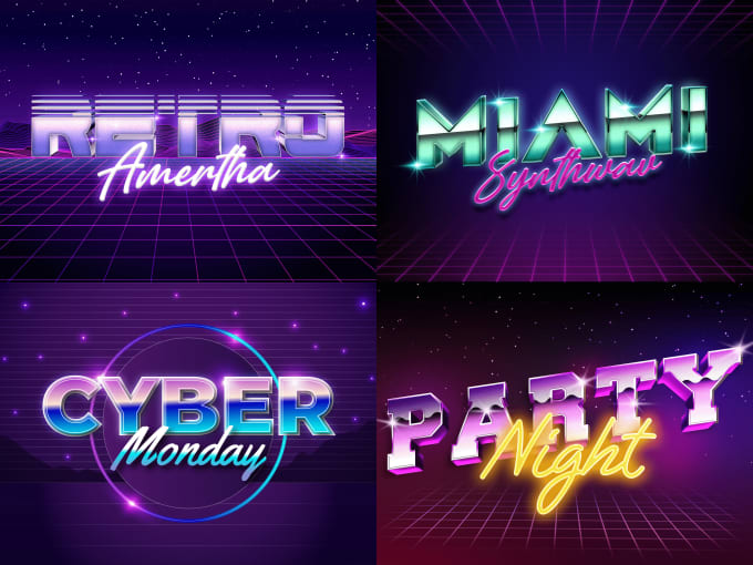 Gig Preview - Make a custom retro 80s synthwave neon logo for you