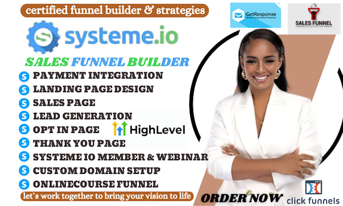 Gig Preview - Build systeme io sales funnel, systeme io, systeme io funnel, sales funnel