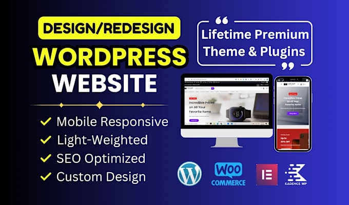 Gig Preview - Design custom wordpress website or copy clone revamp duplicate redesign wp site