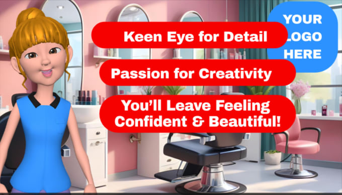 Gig Preview - Create personalized hair salon video ad with your business details and services