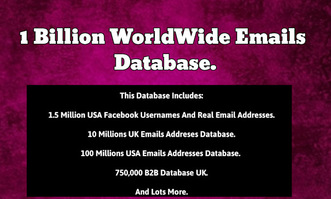 Gig Preview - Give you over 1 billion worldwide emails database