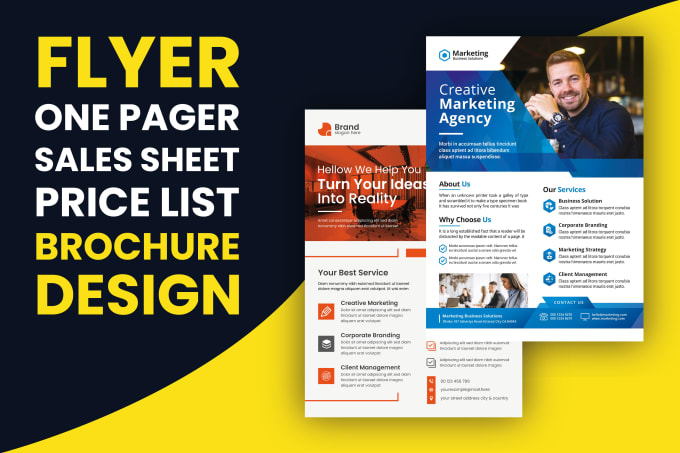 Gig Preview - Design one pager business flyer price list sales sheet marketing material flyer