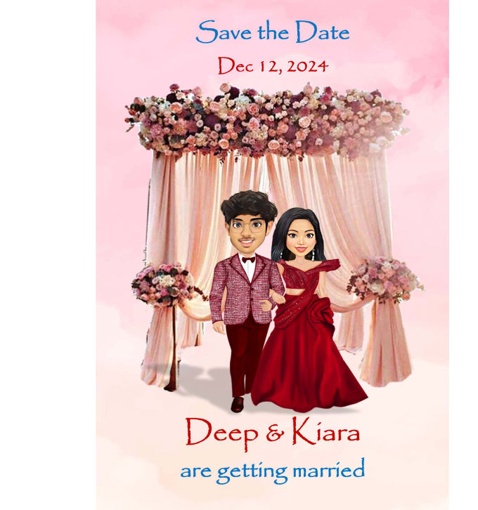 Gig Preview - Create personalized wedding invitation cards, videos and caricature