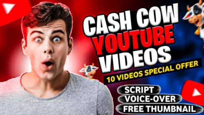 Gig Preview - Create automated cash cow, cash cow youtube, cash cow channel, cash cow