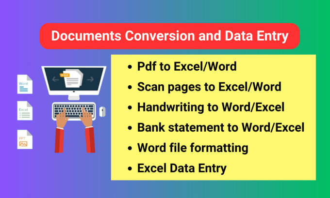 Gig Preview - Do pdf to excel, fast and accurate data entry or convert scanned pdf to excel