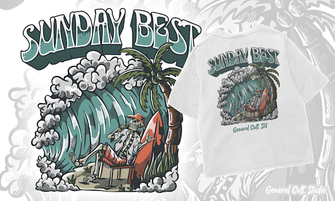 Gig Preview - Design vintage outdoor, surf and beach handrawn illustration