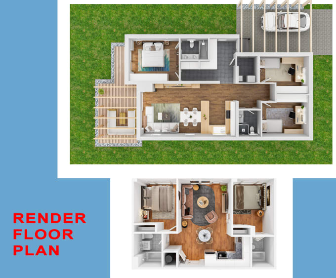 Gig Preview - Make isometric 3d render floor plan, interior, exterior