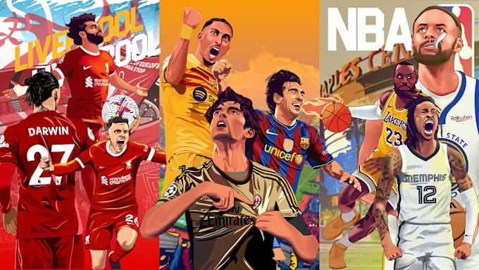 Gig Preview - Draw stunning cartoon illustration football or basketball or any sport