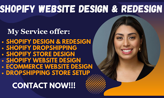 Gig Preview - Build shopify dropshipping store shopify website design ecommerce website