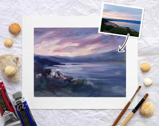 Gig Preview - Paint a personalized small oil painting from your seascape photo