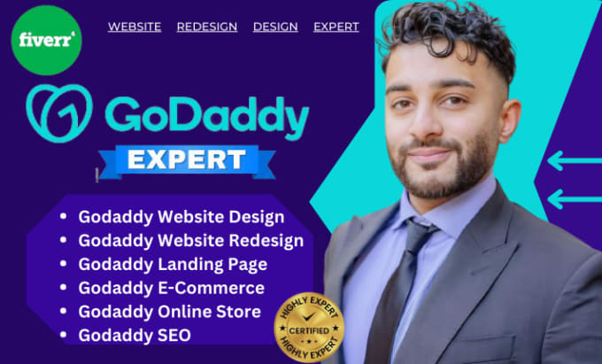 Gig Preview - Design, redesign professional godaddy website, godaddy website design redesign