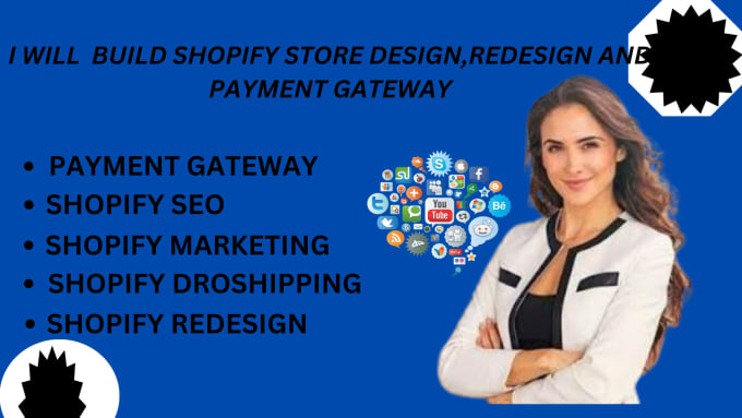 Gig Preview - Build shopify store redesign, shopify website design and payment to boost sales