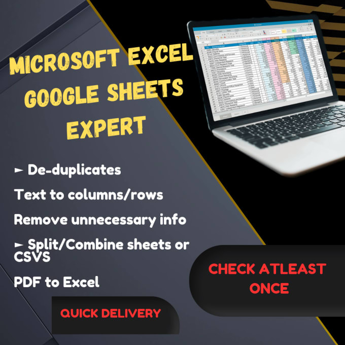 Gig Preview - Excel data cleaning, formatting, merge or split csv file